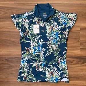 Kastel Denmark Floral Flutter Sleeve Sun Shirt - Blue Botanical - XS